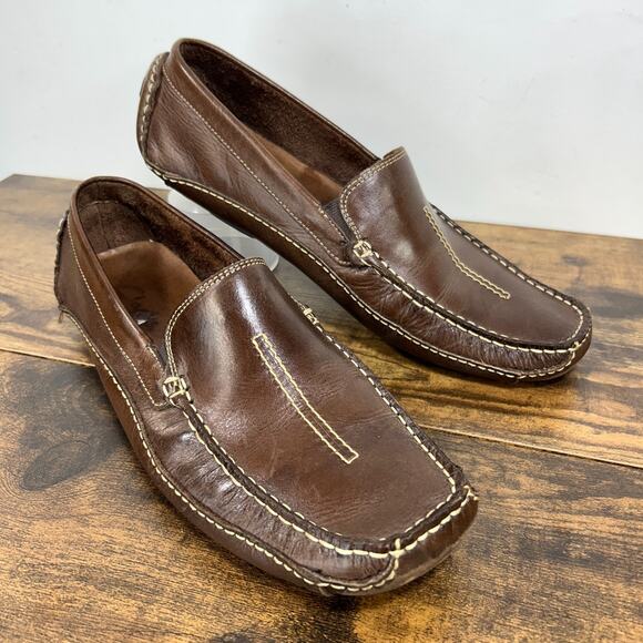 Clarks Driving Loafer Brown Mansell SlipOn Casual Shoes Mocs Mens Sz 10 M Preppy - Picture 1 of 7